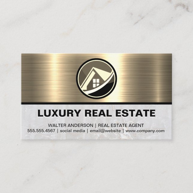 Real Gods Logotyp | Metallic Guld Marble Visitkort (Framsida)