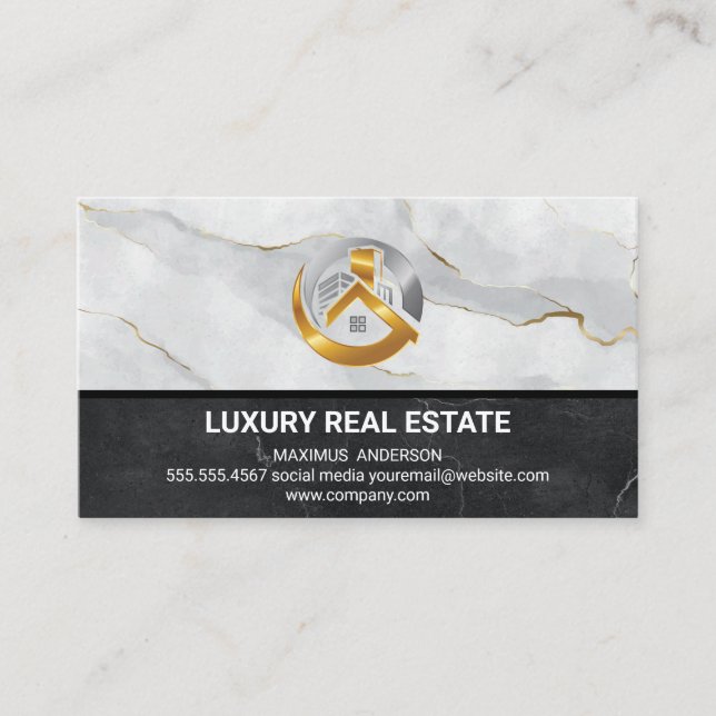 Real Gods Metallic Logotyp | Marble Visitkort (Framsida)