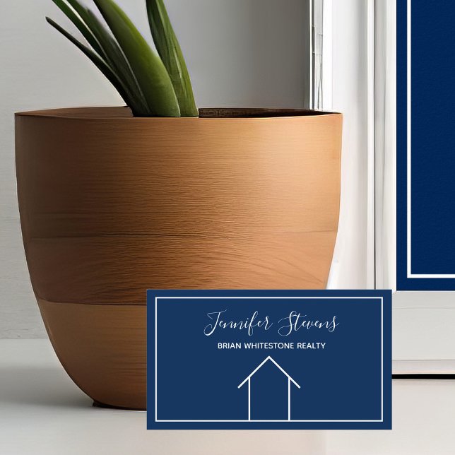 Real Gods Modern Navy Blue Minimalist Realtor Visitkort (Skapare uppladdad)