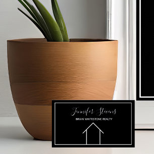 Real Gods Modern svartvit minimalistisk Realtor Visitkort