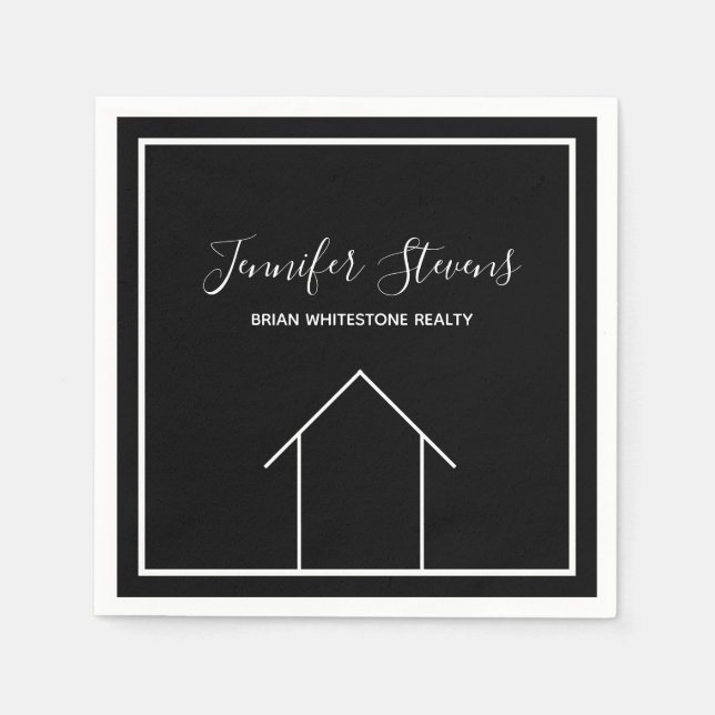 Real Gods Open House Black White Marknadsföring Pappersservett (Framsidan)