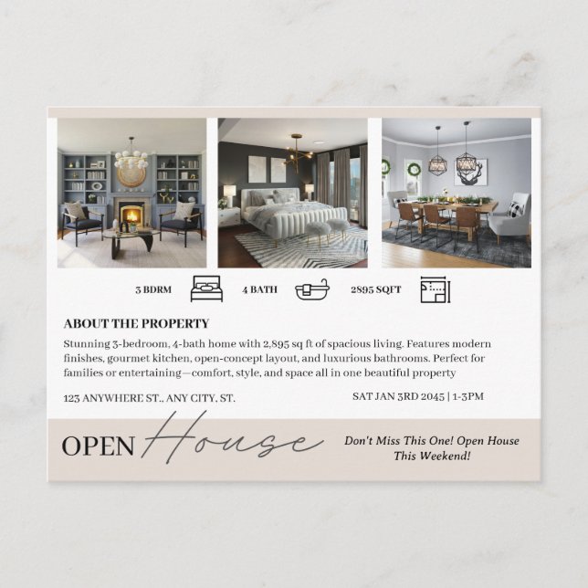 Real Gods Open House Marknadsföring Vykort (Framsida)