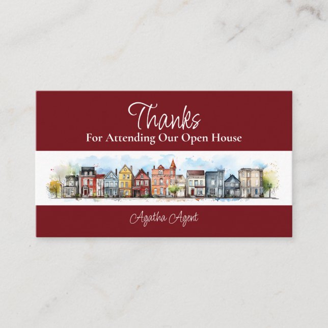 Real Gods Open House Tack Burgandy Tidsbeställning Kort (Framsida)