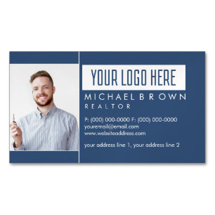 Real Gods Photo Navy Elegant Magnetiska Visitkort