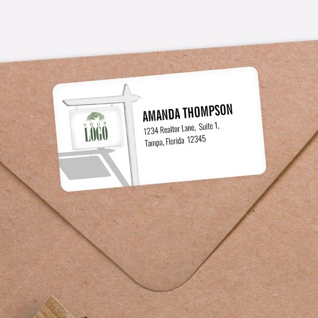 Real Gods Professionell Add Your Logotyp Anpassnin Adressetikett (Real estate return address label.)