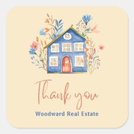 Real Gods Tack | Hushållsblommor med vattenfärg Fyrkantigt Klistermärke