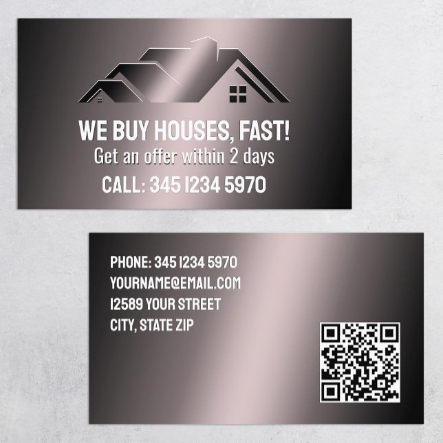 Real Gods we Buy Houses QR Visitkort (Real Estate We Buy Houses QR Business Cards)