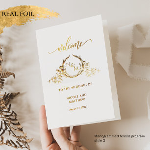 Real Gold Foil Monogram, Bröllop Religiösa Program