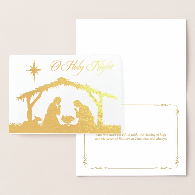 REAL Gold Foil O Heliga Natt Ntivity Card Folierat Kort (Display)