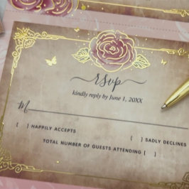 Real Gold Foil  Rosa ros Quinceanera