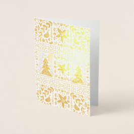 Real Gold Foil Söt Festive Lycklig-julkort Folierat Kort