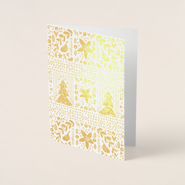 Real Gold Foil Söt Festive Lycklig-julkort Folierat Kort (Framsida)