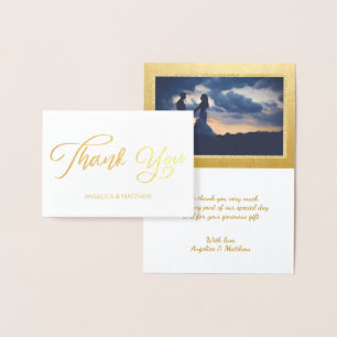 REAL Gold Foil TACK Bröllop med Photo Folierat Kort