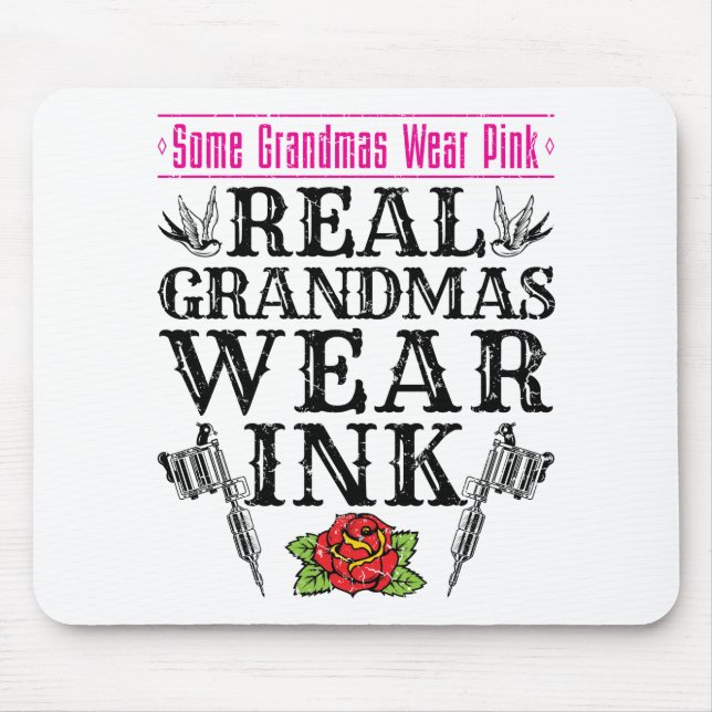 Real Grandmas Bära Bläck Tatto Tattooed Grandmor Musmatta (Framsidan)
