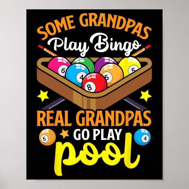 Real Grandpas Funny Bassäng Player Billiards Billi Poster (Framsidan)