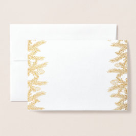 Real Guld JOYEUX NOËL typography Gräs Snöflingor Folierat Kort
