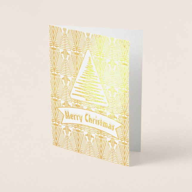 Real Guld Underbar Gatsby Art Deco God jul Folierat Kort (Framsida)