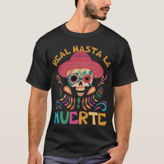 Real Hasta La Muerte Sombrero Blommigt Skull T-Shi T Shirt