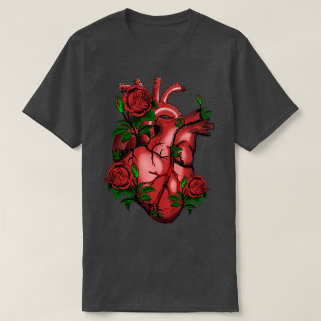 Real heart and roses t shirt (Design framsida)