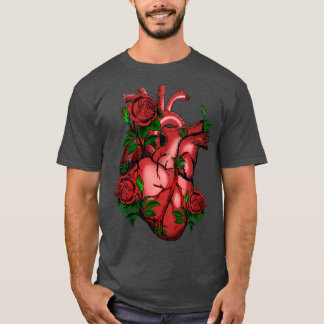 Real heart and roses t shirt
