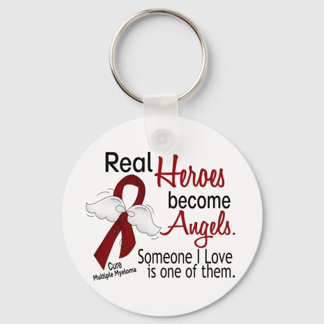 Real Heroes Become Änglar Många Myeloma Nyckelring (Framsida)
