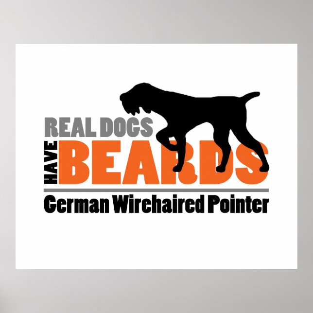 Real Hundar har Beards - tysk Wirehsted Pointer Poster (Framsidan)