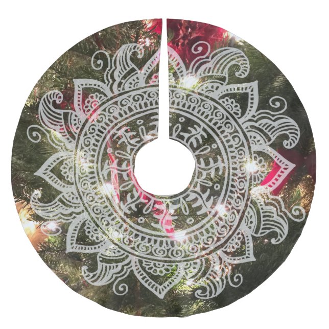 Real Julgran Doily Mandala Snowflake Snöre Julgransmatta Borstad Polyester (Framsidan)