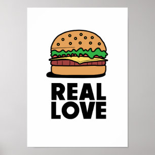 "REAL KÄRLEK", Poster Lunt Burger Fast Food Älskar