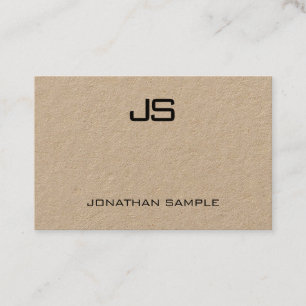 Real Kraft Papper Modern Professionell Monogram Visitkort