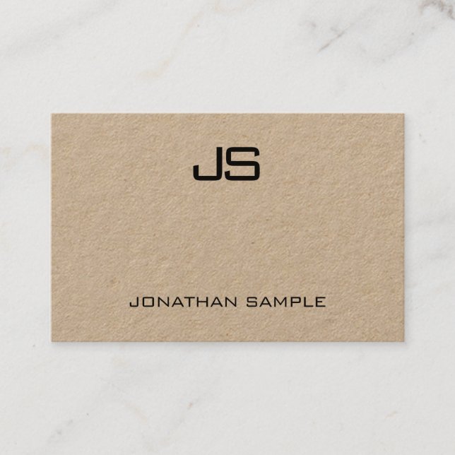 Real Kraft Papper Modern Professionell Monogram Visitkort (Framsida)