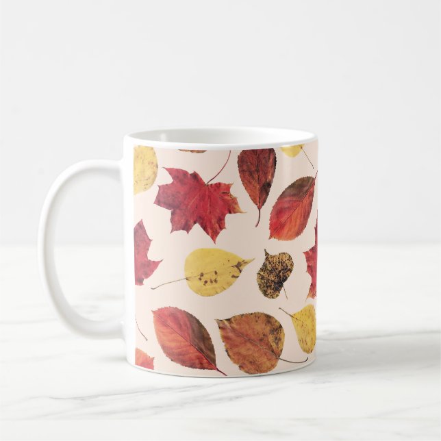 Real löv-foto, unikt sömlöst mönster. kaffemugg (Vänster)