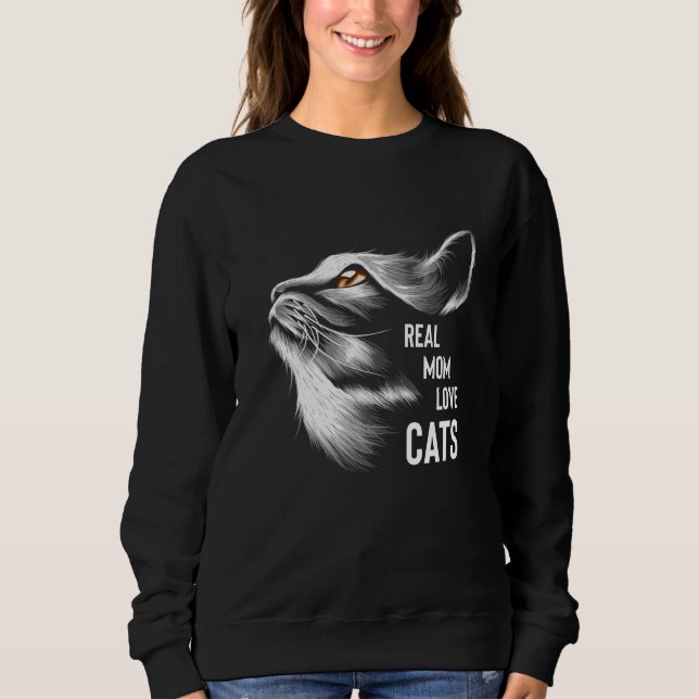 Real Mamma Kärlek Cats Mor S-dagen T Shirt (Framsida)