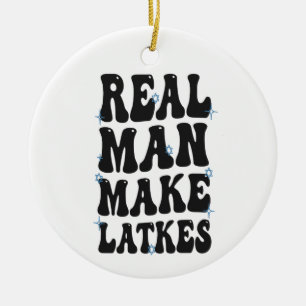 Real Man gör latkes till underbart Groovy Hanukkah Julgransprydnad Keramik