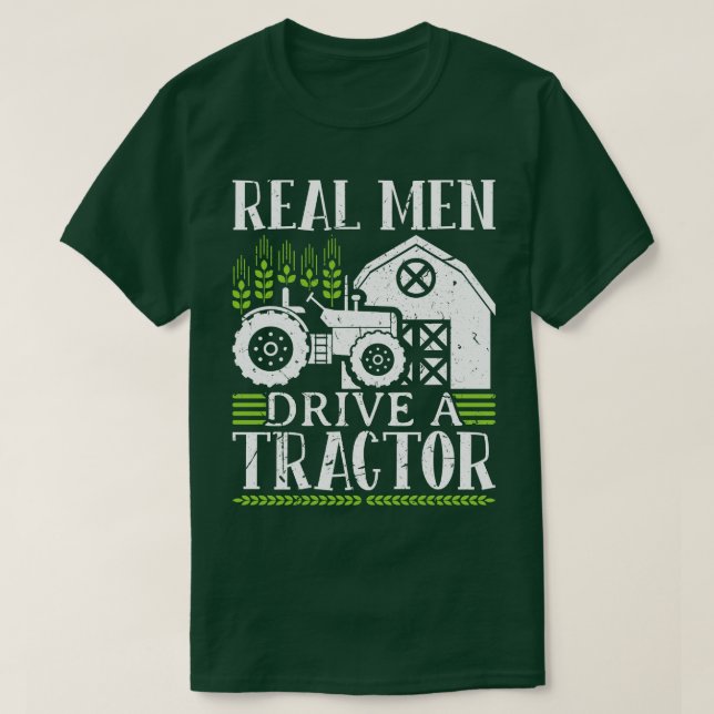 Real Man kör en traktor T Shirt (Design framsida)