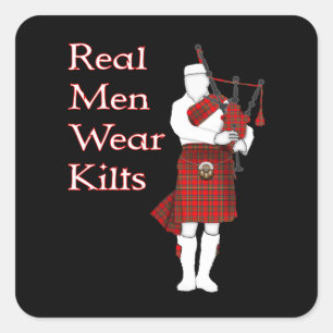 Real Manar Bära Kilts Funny Scottish Fyrkantigt Klistermärke