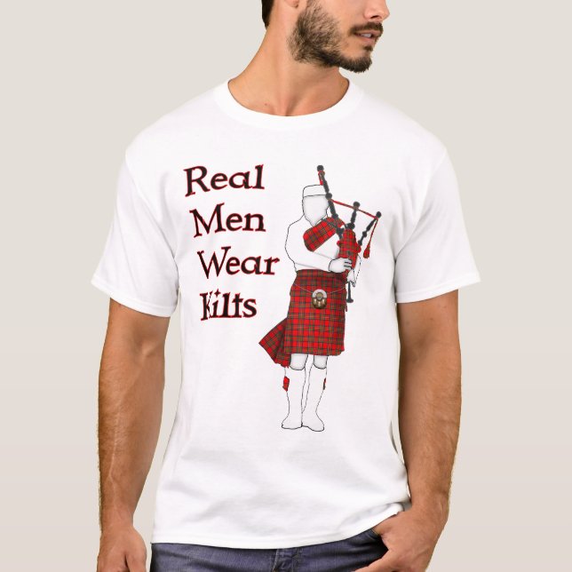 Real Manar Bära Kilts Funny Scottish T Shirt (Framsida)