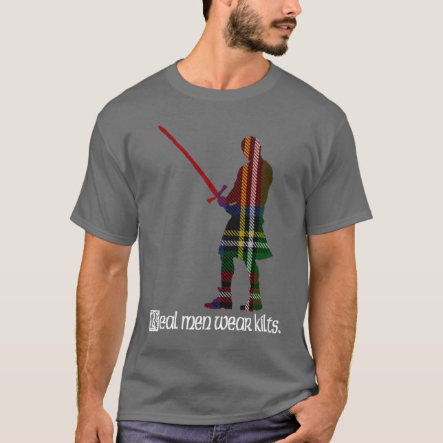 Real Manar Bära Kilts Royal Stewart Scottish Tarta Tee Shirt (Framsida)