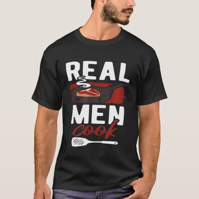 Real Manar Cook Man Chef Food Älskare Kött Cooking T Shirt (Framsida)