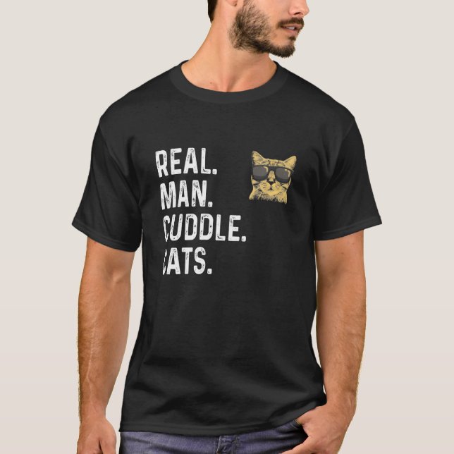 Real Manar Cuddle Cats shirt Funny Cat Pappor Gift T Shirt (Framsida)