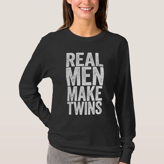 Real Manar Gör Twillingar Fars dag Gift T Shirt (Framsida)