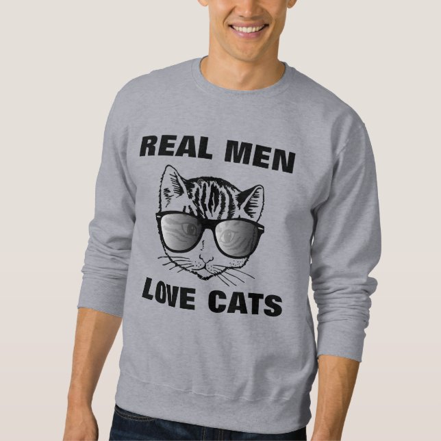 REAL MANAR KÄRLEK CATS CAT Funny MANAR T-Shirts Lång Ärmad Tröja (Framsida)