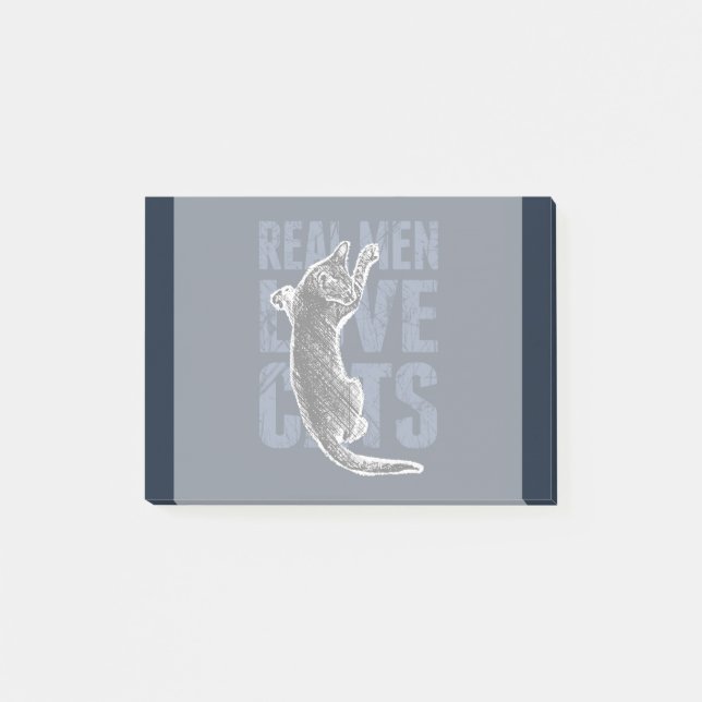 Real Manar Kärlek Cats på blåstål Post-it Block (Framsida)