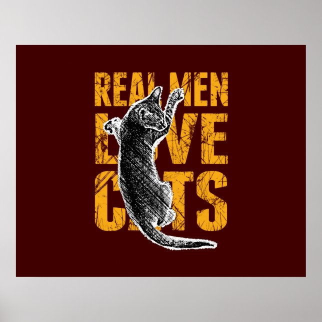 Real Manar Kärlek Cats på burgundrött Poster (Framsidan)