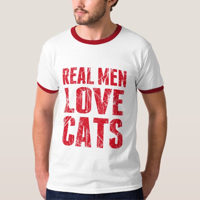 Real Manar Kärlek Cats Scratchy Stil T Shirt (Framsida)