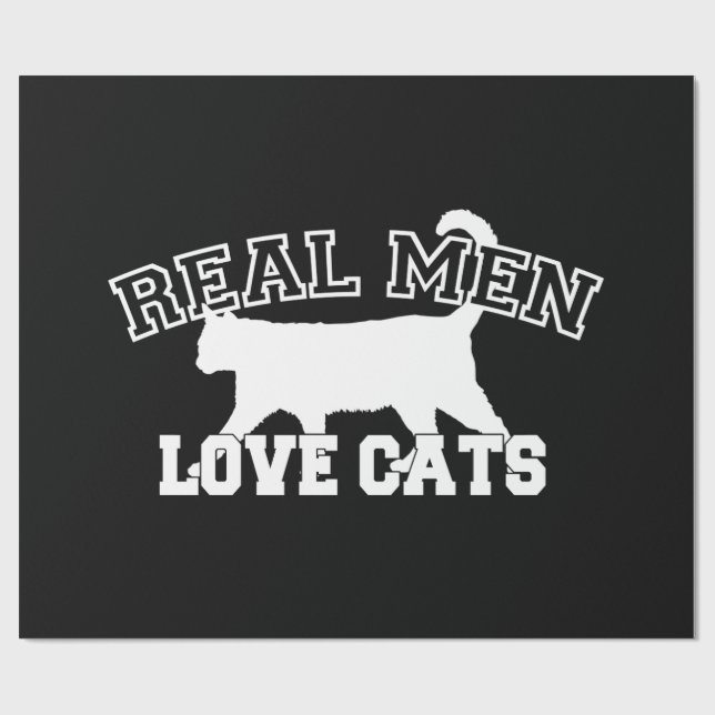 Real Manar Kärlek Cats White Silhouette Presentpapper (Platt)