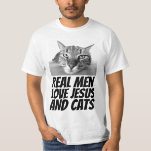 REAL MANAR KÄRLEK JESUS & CATS CHRISTIAN CAT T-SHI T SHIRT