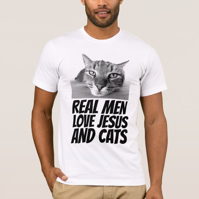 REAL MANAR KÄRLEK JESUS OCH CATS CAT T-SHIRTS (Framsida)