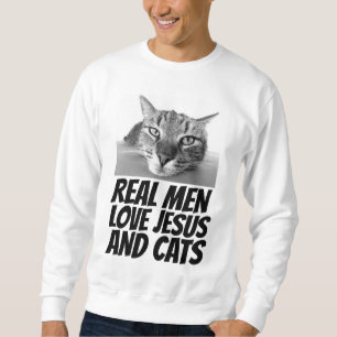 REAL MANAR KÄRLEK JESUS OCH CATS CAT T-SHIRTS LÅNG ÄRMAD TRÖJA