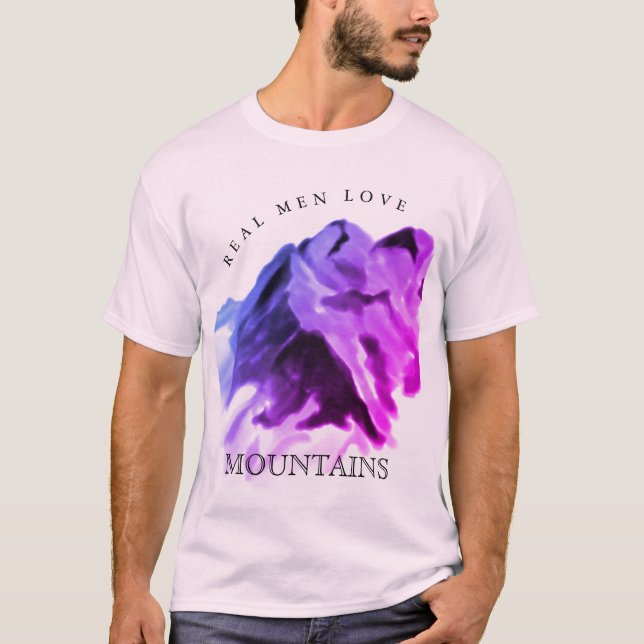 Real Manar Kärlek Rocky Ombre Mountains T Shirt (Framsida)