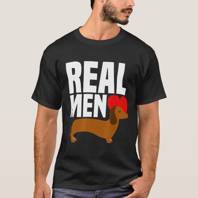 Real Manar Kärlek Wiener-Heart Dachshund T Shirt (Framsida)